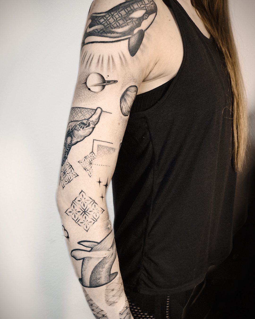 Tattoo by Peu Gaudenz — Sleeve ocean final